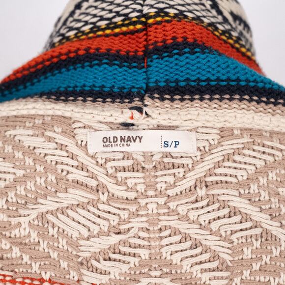 Old Navy Southwestern Aztec Blanket Shawl Style Sweater Women's SMALL Cozy Cabin - Picture 7 of 7